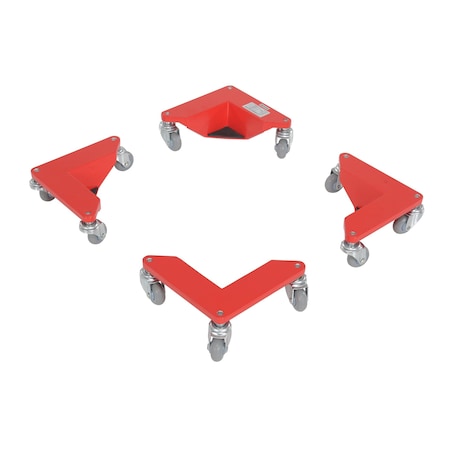 Vestil Red Aluminum Corner Mover Dolly 800 lb Capacity Per Set 4 Pack CMD-A-200-4PK